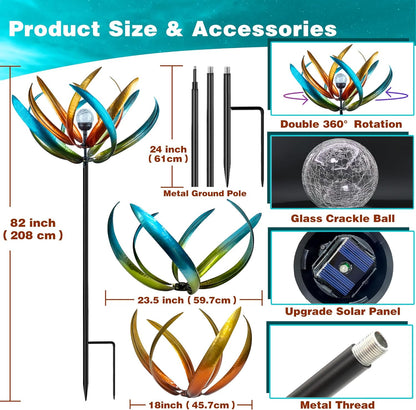 82" Vibrant Multicolor Solar Tulip Large Wind Spinner - Outdoor Garden Decor with Auto-Illuminated
