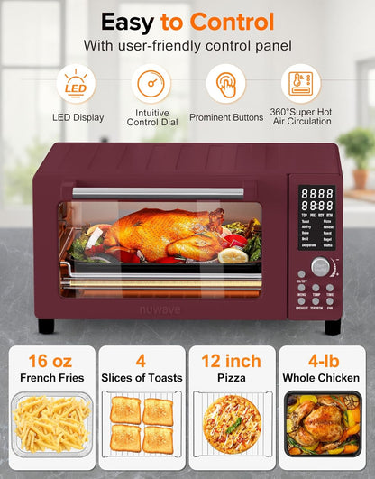 Nuwave Bravo Pro Smart Air Fryer Toaster Oven Combo, 12-in-1 Functions with Quicker & Even Crisp