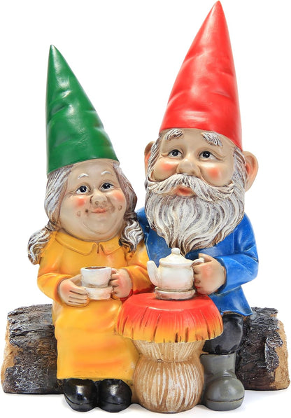 Garden Gnome Statue for Outdoor Decoration,Couple in Love Gnome Figurine for Patio Yard Lawn