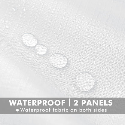 HolidayIdeas 4 Panels Linen Outdoor Curtains for Patio Waterproof White Curtains 84 Inch Length