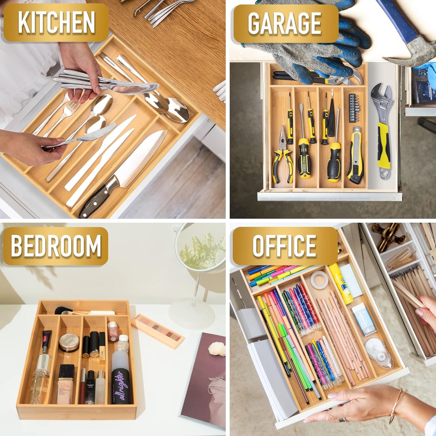 Silverware Organizer Kitchen Drawer Organizer Utensil Organizer Bamboo Silverware Holder Cutlery