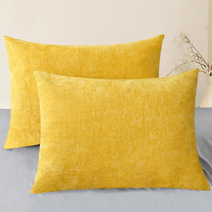 CaliTime Throw Pillow Covers Decorative 20 X 26 Inches Pack of 2 Cozy Chenille Standard Pillow
