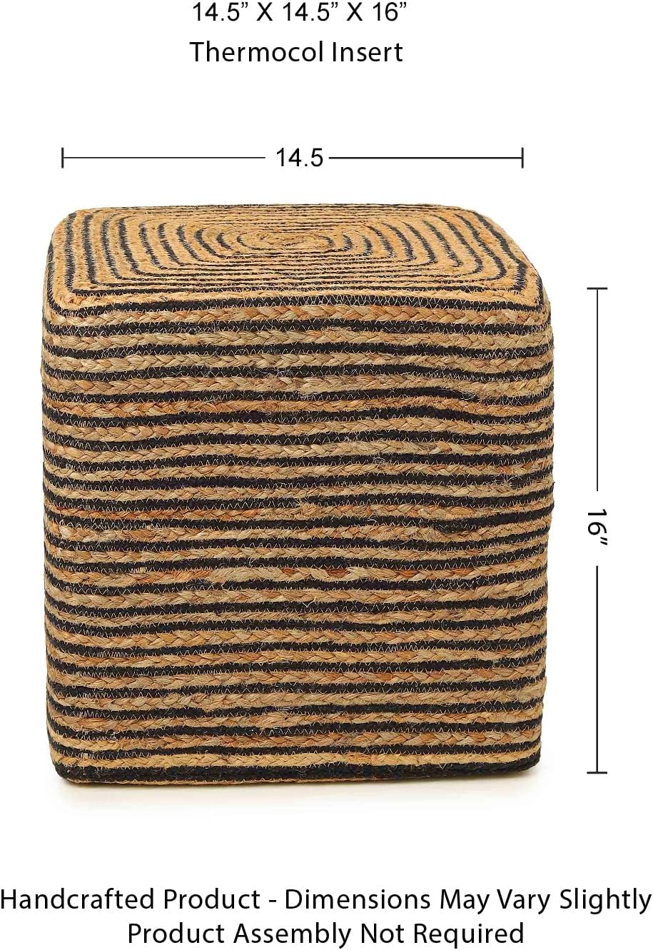 REDEARTH · Cube Pouf Foot Stool Ottoman - Jute Braided Pouffe Poof Accent Sitting Footrest for The