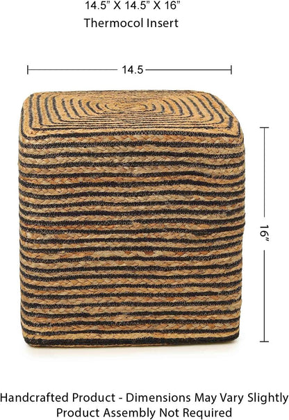 REDEARTH · Cube Pouf Foot Stool Ottoman - Jute Braided Pouffe Poof Accent Sitting Footrest for The
