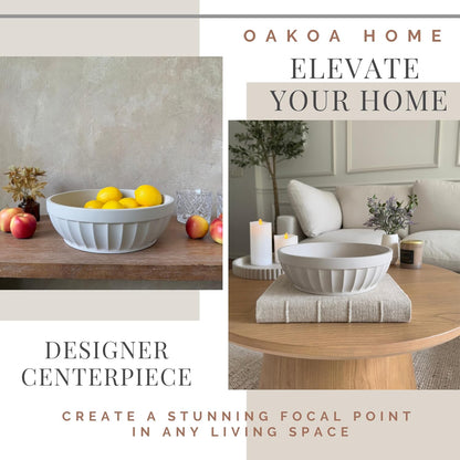 OAKOA Decorative Fruit Bowl for Kitchen Counter - Large Decorative Bowl for Home Decor - Concrete