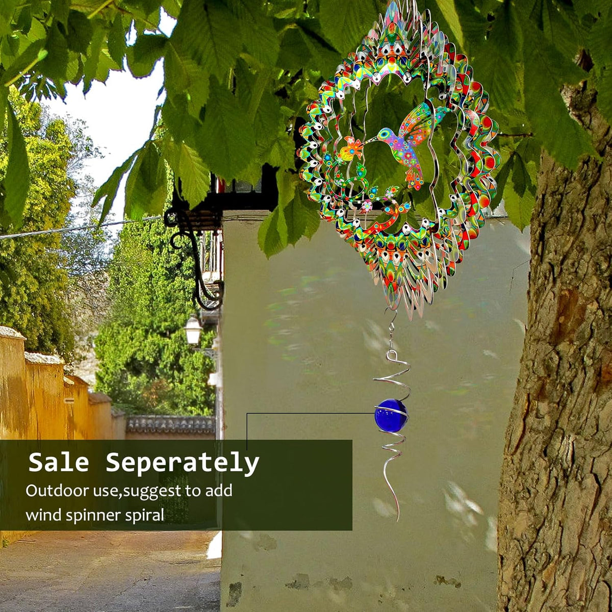 Hummingbird Wind Spinner for Yard and Garden,12in 3D Wind Spinner Hummingbird Gift for