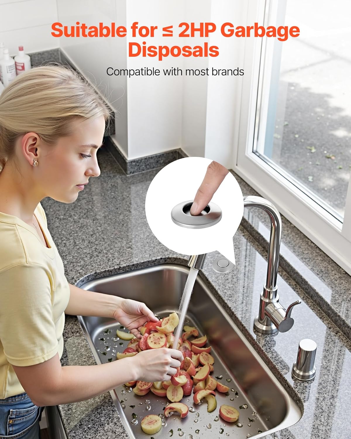VEVOR Garbage Disposal Air Switch Kit, Dual Outlet Sink Top Air Switch for Food Waste Disposal