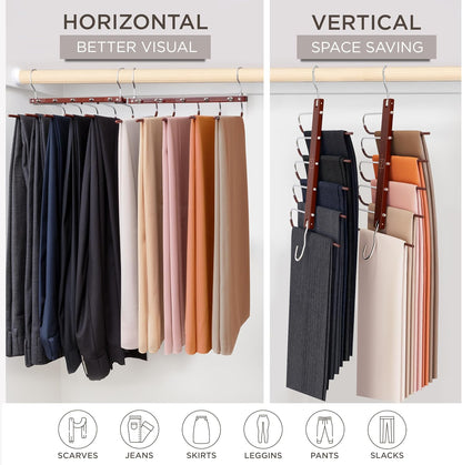 MORALVE Pants Hangers Space Saving - 2 Pack European Beechwood Scarf and Jean Hangers - Closet