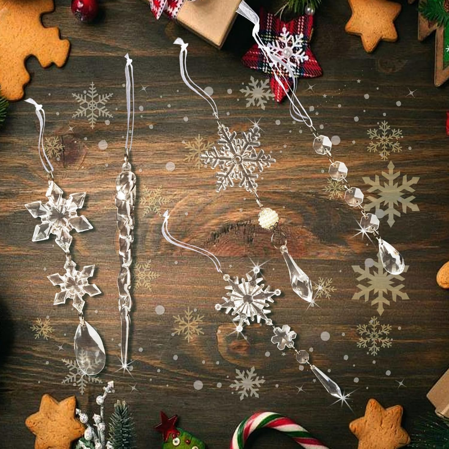 Christmas Tree Decoration Crystal Ornaments - 32pcs Acrylic Christmas Ornaments Snowflake Icicle