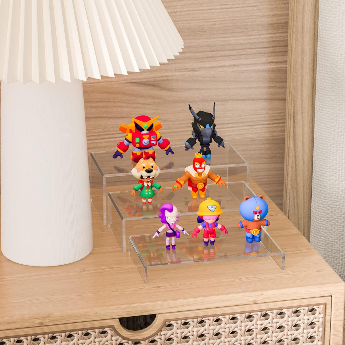 Acrylic Risers Display Stands 3pcs, Rectangular Dessert Table Display Set, Clear Display Shelf for