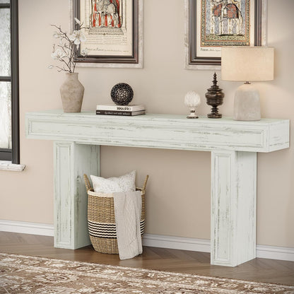 Rresyet 63 Inch Long Console Table, Sofa Table Behind Sofa, Wooden Entryway Table, Farmhouse