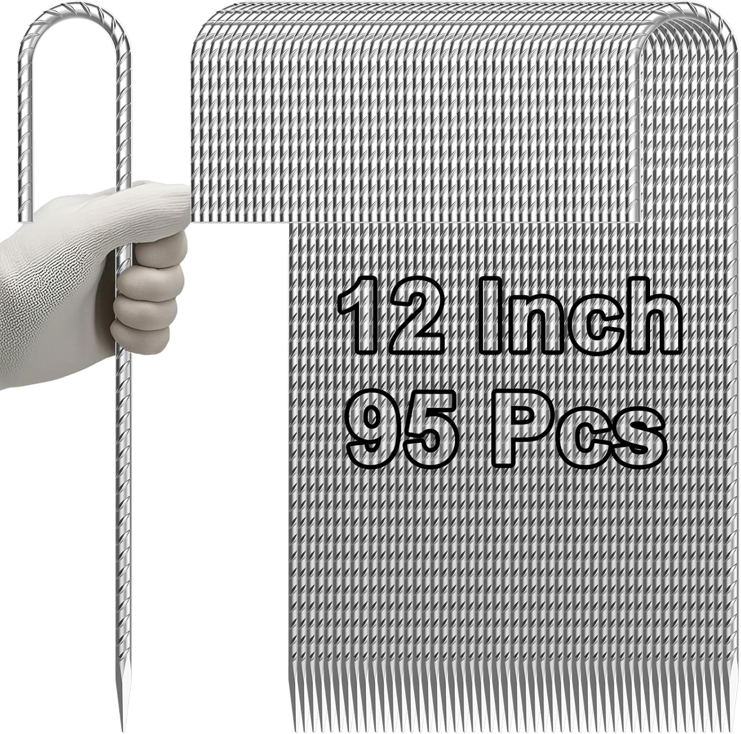 VVOKGO Rebar-Stakes-12-Inch J Hook Galvanized Tent Stakes Heavy Duty, 95-Pack Ground Chain Link