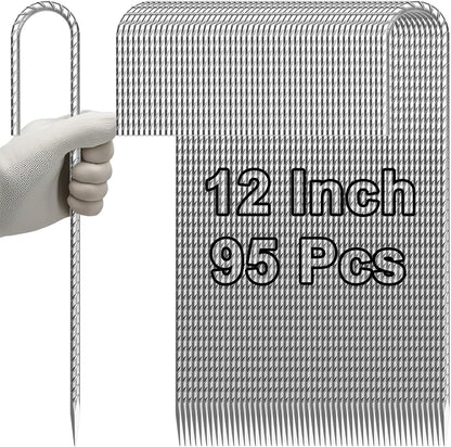 VVOKGO Rebar-Stakes-12-Inch J Hook Galvanized Tent Stakes Heavy Duty, 95-Pack Ground Chain Link