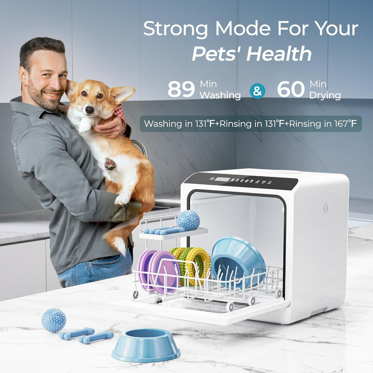 EUHOMY Countertop Dishwasher with 5L Built-in Water Tank& Inlet Hose Portable Mini Dishwashers with