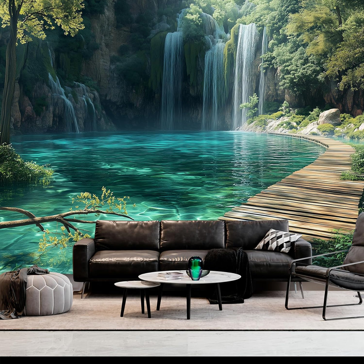 BSFHH Nature Tapestry Forest Tree Sea Cave Wall Hanging, Stream Through Rainforest Landscape Wall