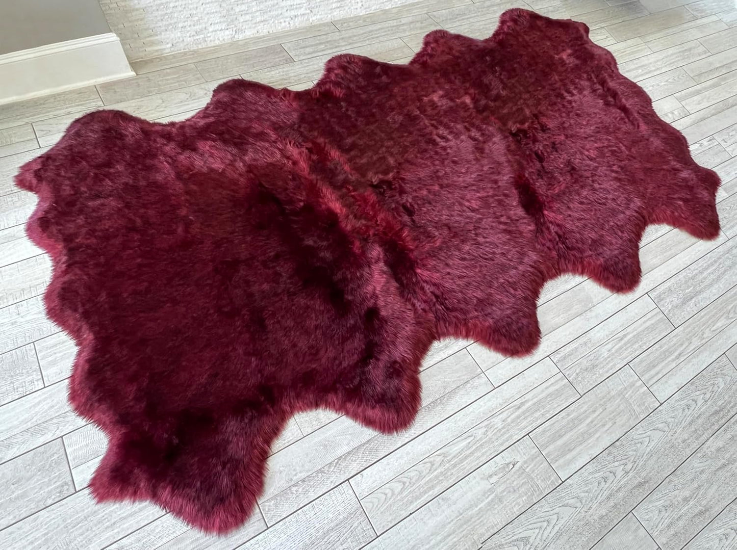 LAMBZY Faux Sheepskin Super Soft Hypoallergenic Free Shape Silky Shag Rug, Luxury Shaggy Plush