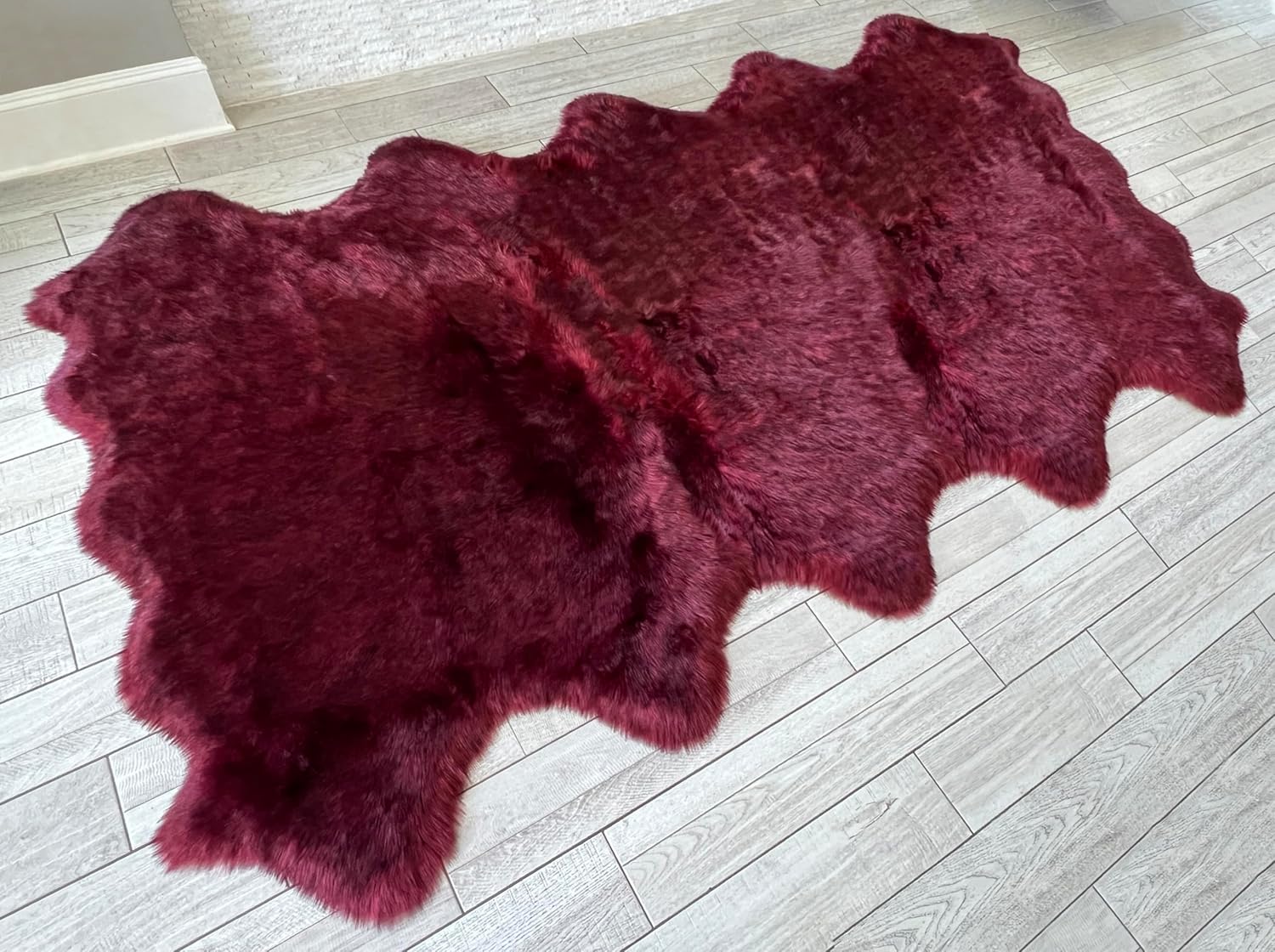 LAMBZY Faux Sheepskin Super Soft Hypoallergenic Free Shape Silky Shag Rug, Luxury Shaggy Plush
