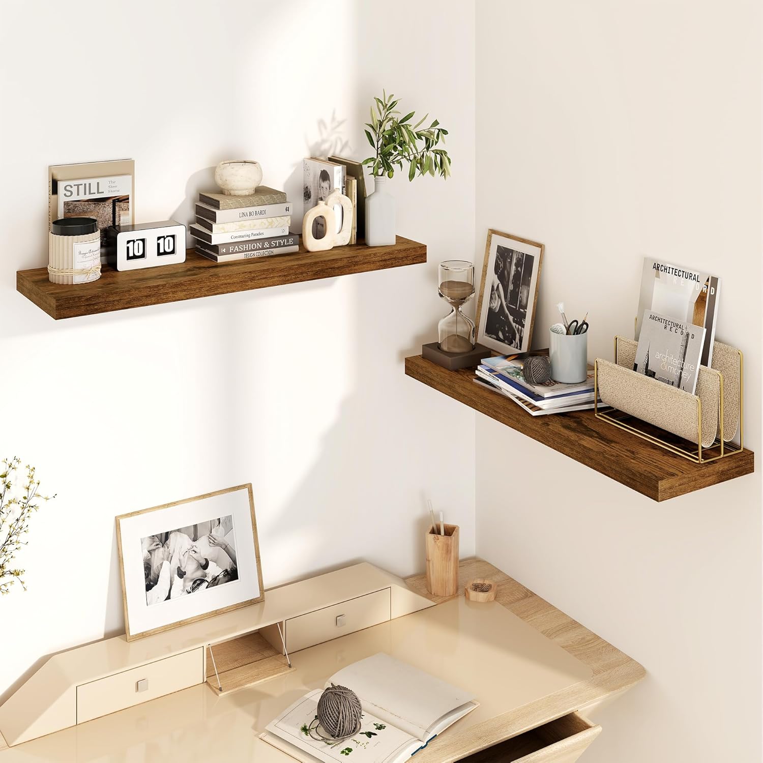 30 Inch Floating Shelves, Rustic Floating Wall Shelves 8 Inch Deep, 30 x 8 Floating Shelves for
