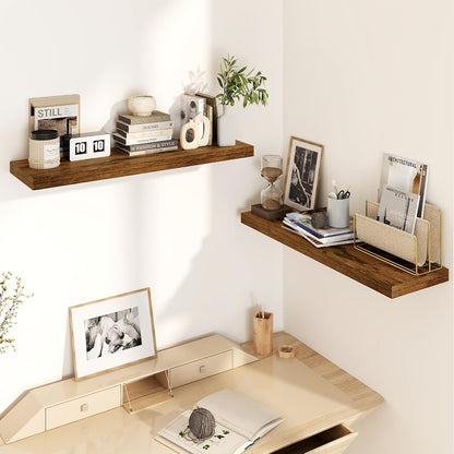 30 Inch Floating Shelves, Rustic Floating Wall Shelves 8 Inch Deep, 30 x 8 Floating Shelves for