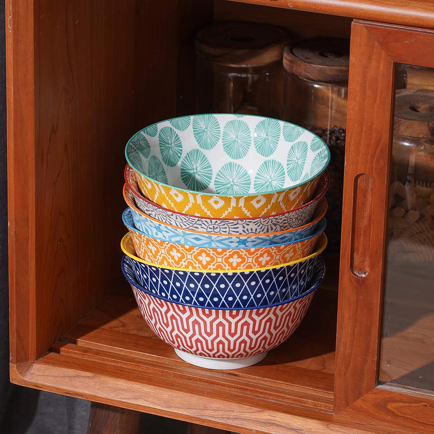 Selamica 7 inches Porcelain Cereal Bowl Set - Set of 6, Ceramic bowls, Soup Bowl Set for Cereal