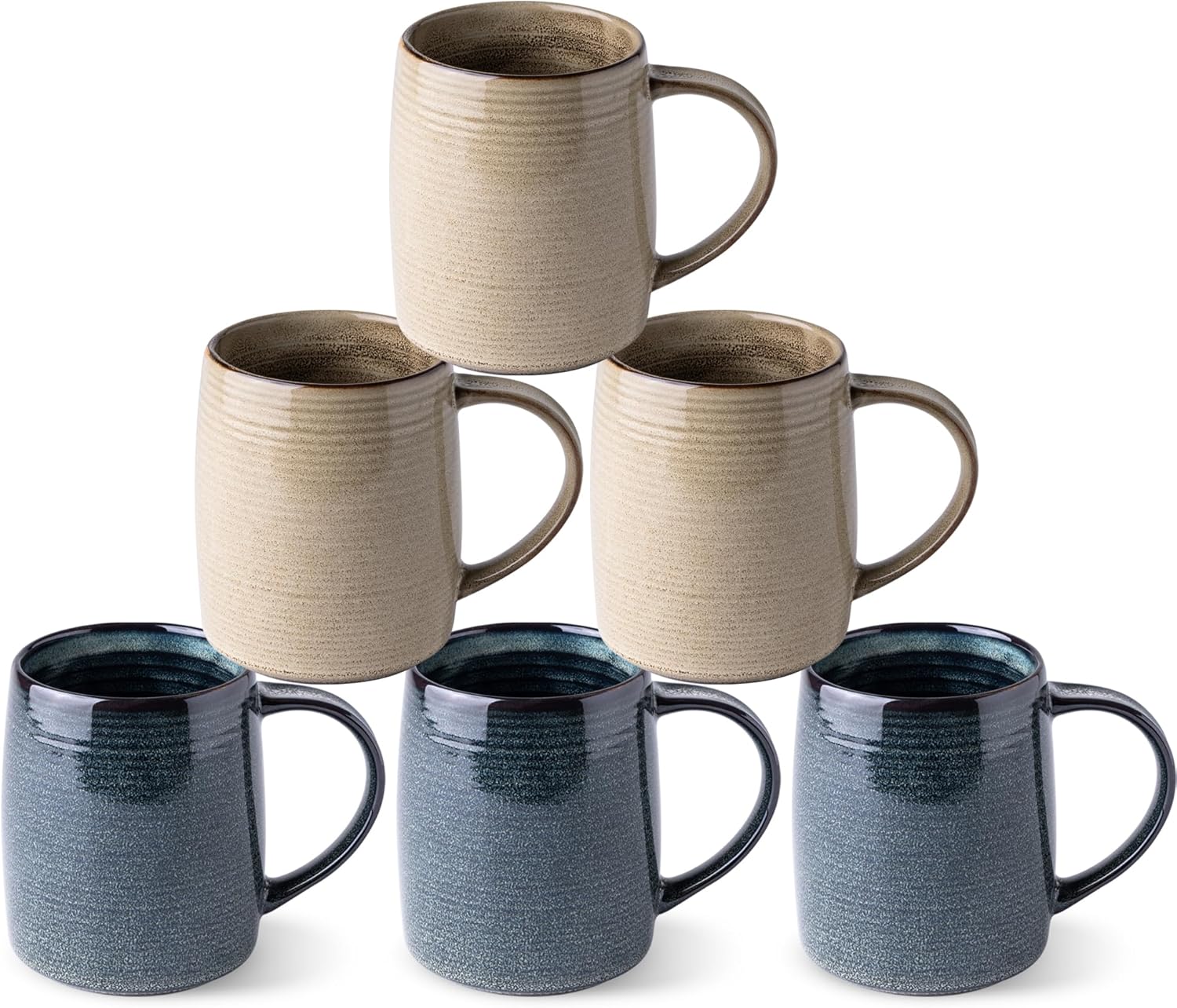 GBHOME Large Ceramic Coffee Mugs Set of 6, 18oz Handmade Stoneware Coffee Mugs Set for