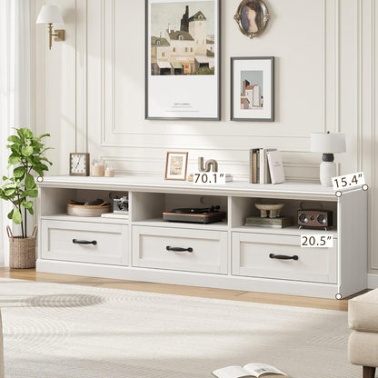 IDEALHOUSE 70in TV Stand for TVs up to 80", Mid Century Modern Entertainment Center with Storage