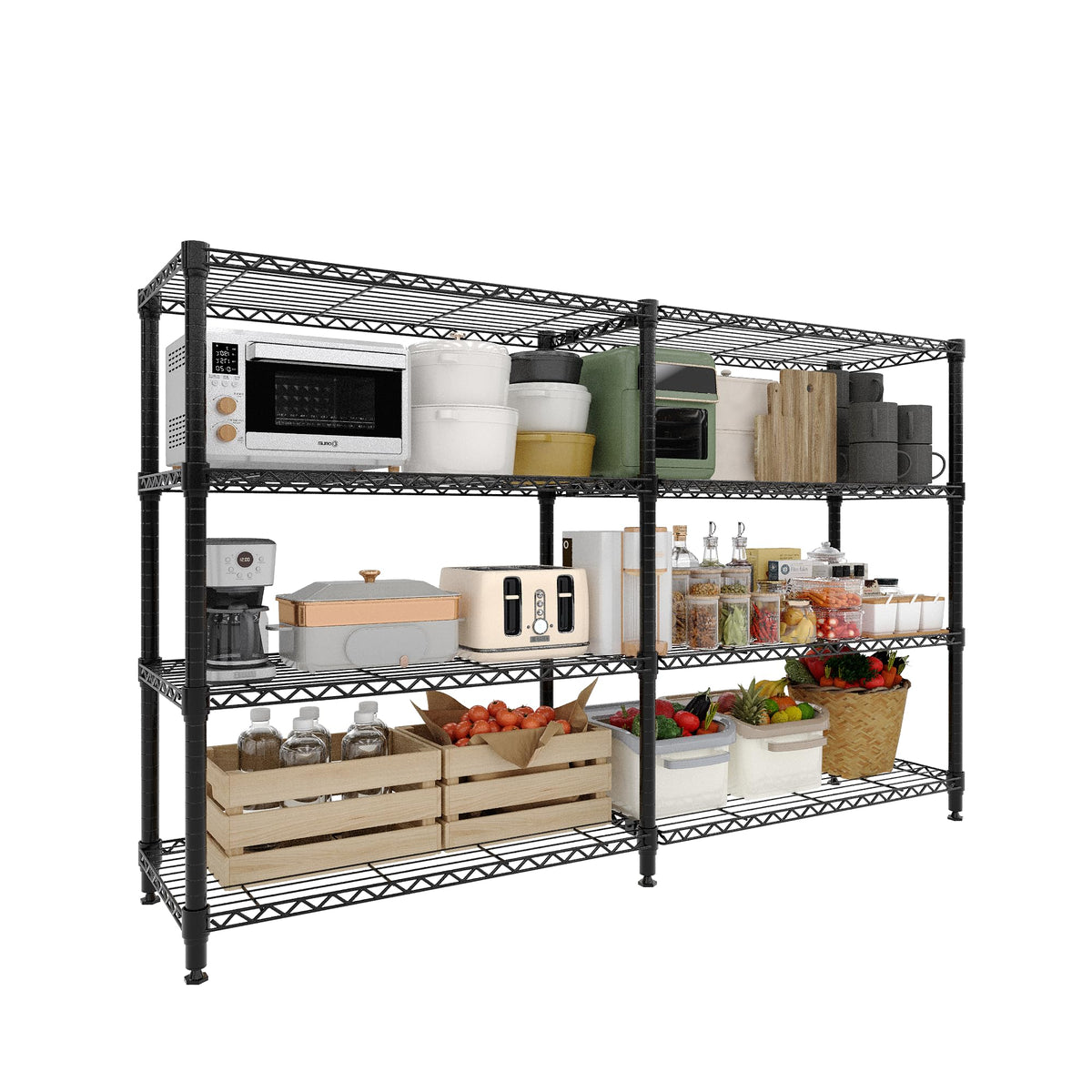 MilleLoom 4-Tier Metal Shelving Unit, Heavy Duty Storage Shelves Adjustable Garage Shelf, Easy