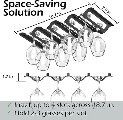 Bariboo Wine Glass Storage Case – Hang 8-12 Glasses on Your 18.7 x 9 x 1.7 In., Dust-Free Wine