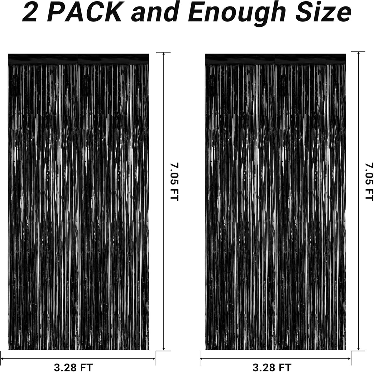 2 Pack 2025 Graduation Party Decorations, 3.28 FT x 7.05 FT Black Backdrop, Metallic Graduation
