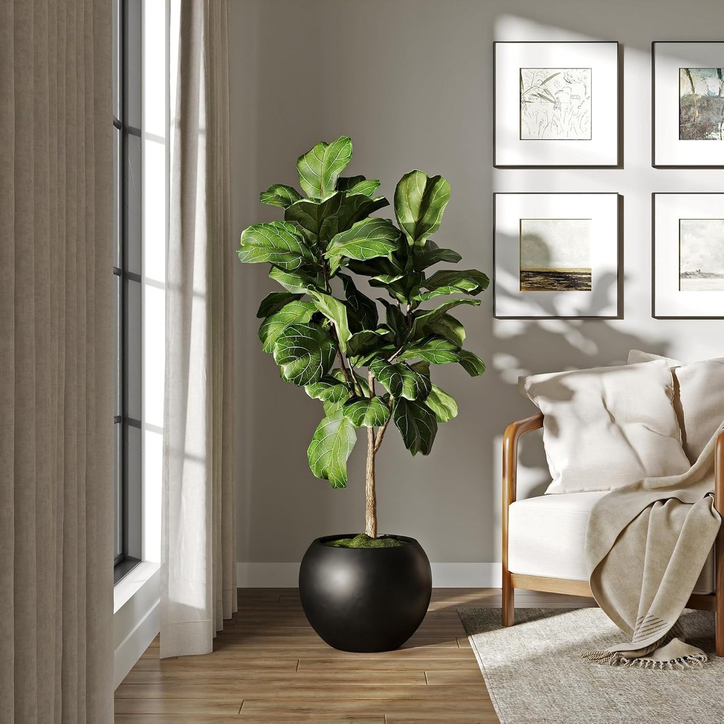 DTY Signature Mount Sherman Lightweight Durable Modern Fiberstone Sphere Planter for Indoor &