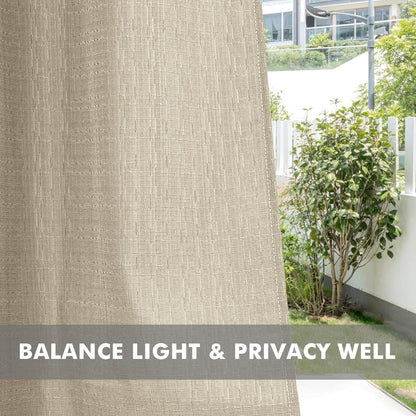 HolidayIdeas Linen Outdoor Curtains for Patio Waterproof-4 Panels Cream Outside Gazebo Curtains