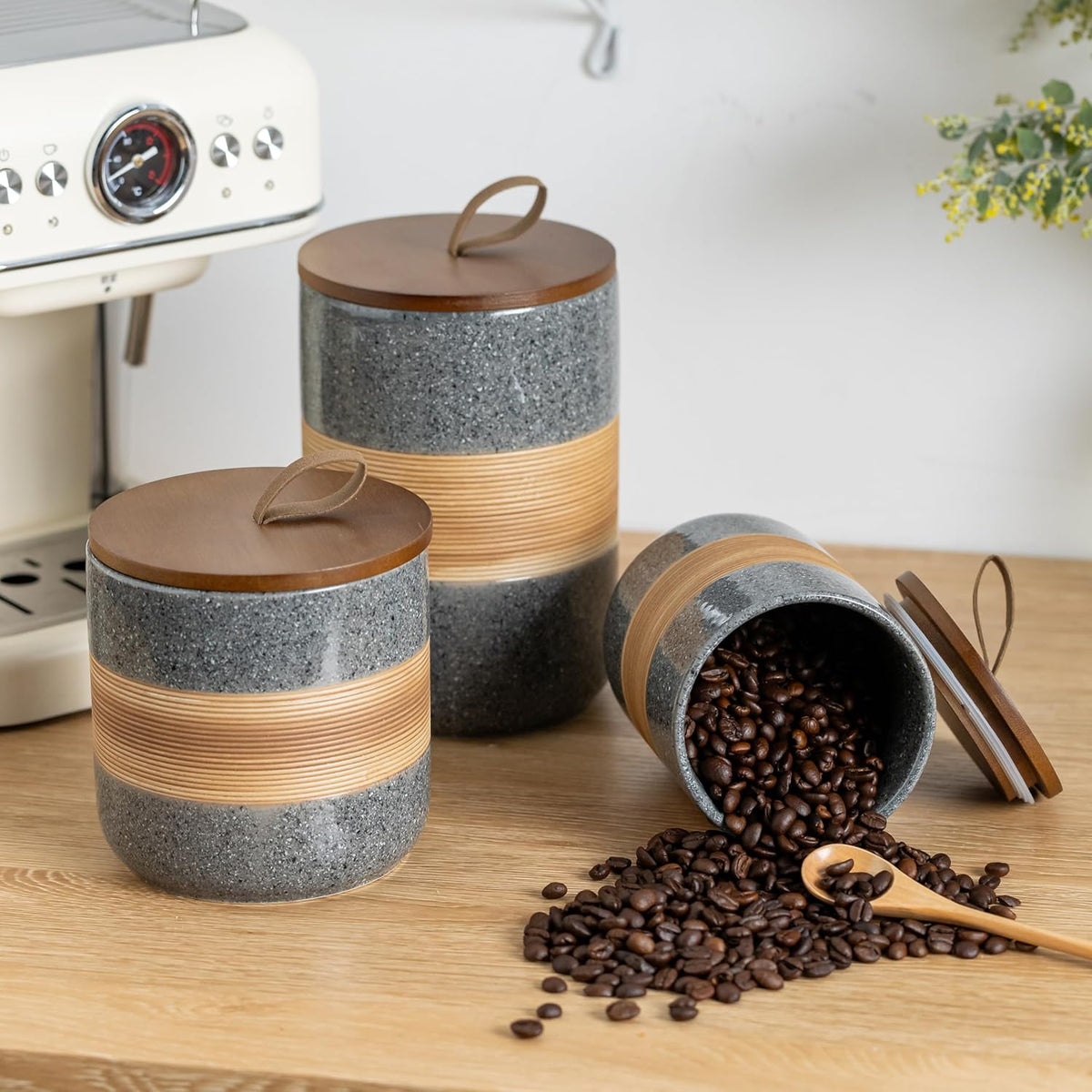 Spice Jars with Airtight Lid, Coffee Container Canister Kitchen Food Storage Jars for Spice Sugar