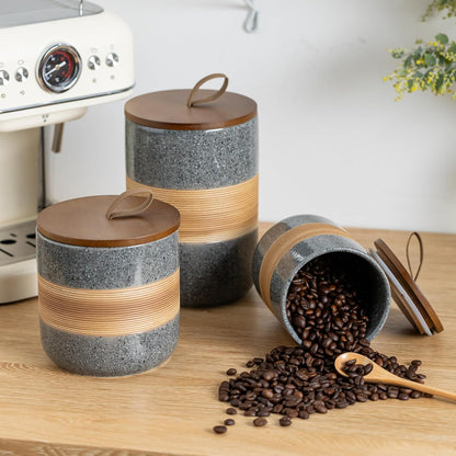 Airtight Coffee Storage Container Jar with Lid, Ceramic Kitchen Food Storage Jars for Spice Sugar