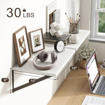 Fun Memories 10 Inch Deep Floating Shelves, White Floating Shelf 16 Inch Long, 16" W x 10" D Wall