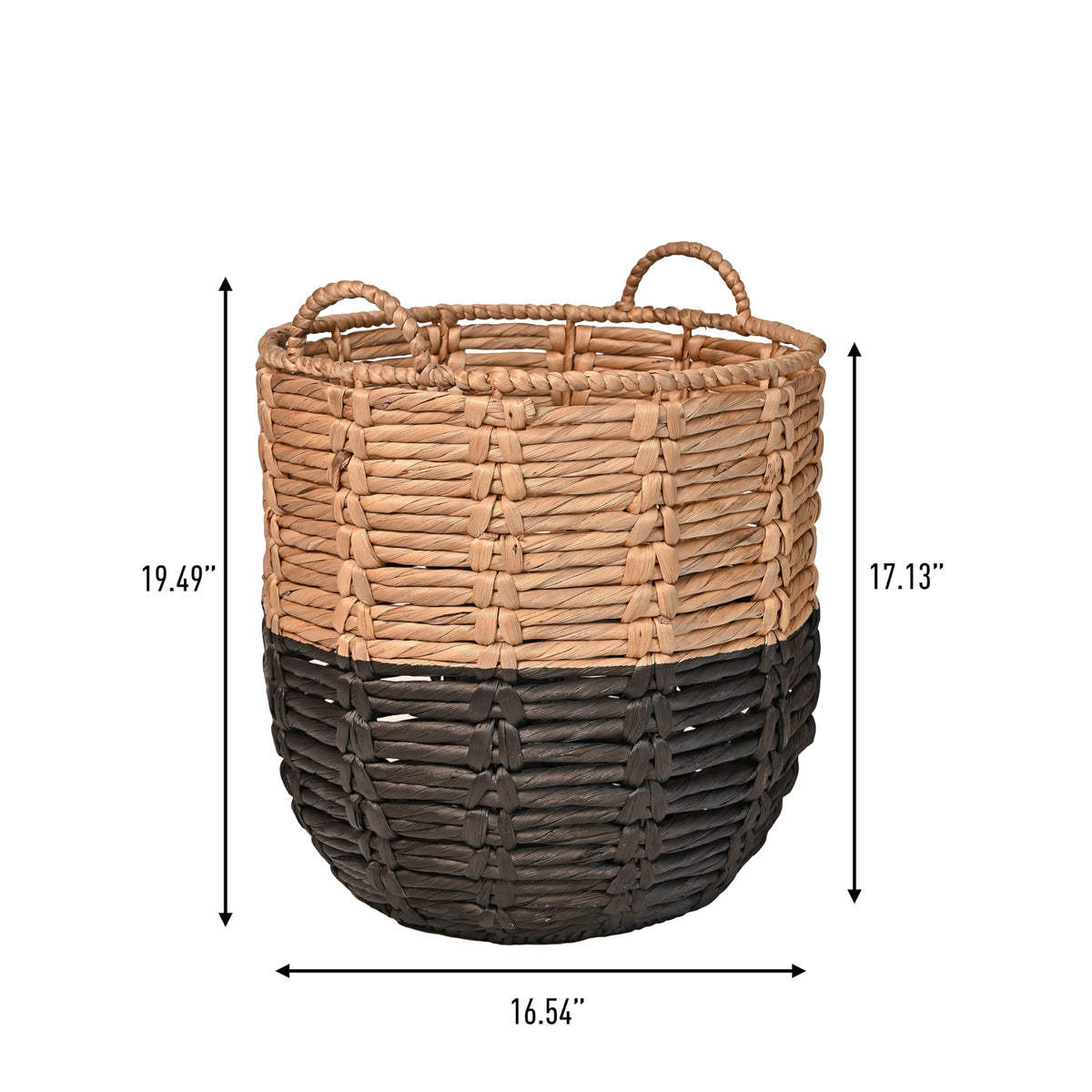 happimess Laurel Hand-Woven Abaca Storage Basket 19", Natural/Black