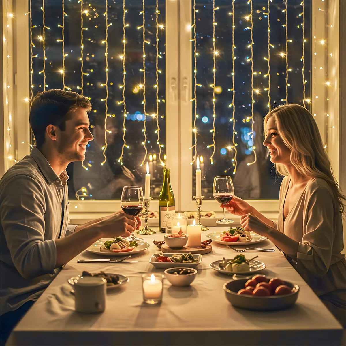 suddus Curtain Lights for Bedroom, 150 Led Hanging String Light Outdoor, Fairy Curtain Lights