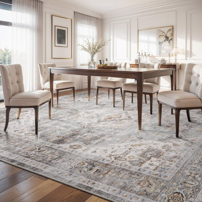 AMOAMI-Area Rug 5X7 Rugs for Living Room-Vintage Soft Grey Rugs for Bedroom-Non Slip Carpet-Machine