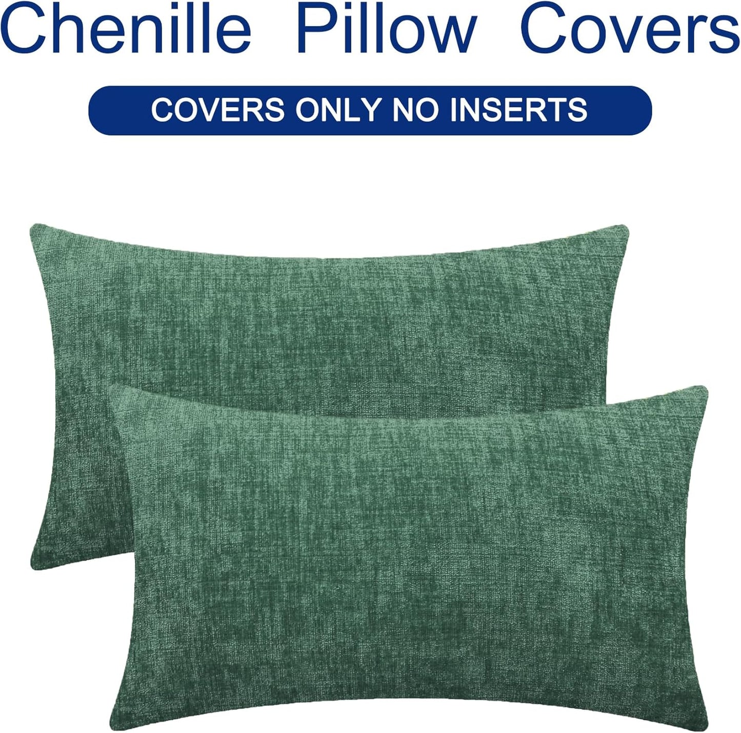 CaliTime Throw Pillow Covers Decorative 16 X 26 Inches Pack of 2 Cozy Chenille Cushion Cases for