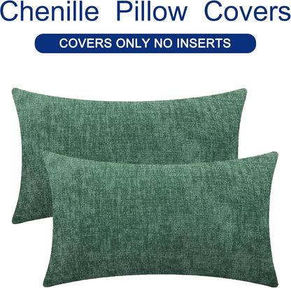 CaliTime Throw Pillow Covers Decorative 16 X 26 Inches Pack of 2 Cozy Chenille Cushion Cases for