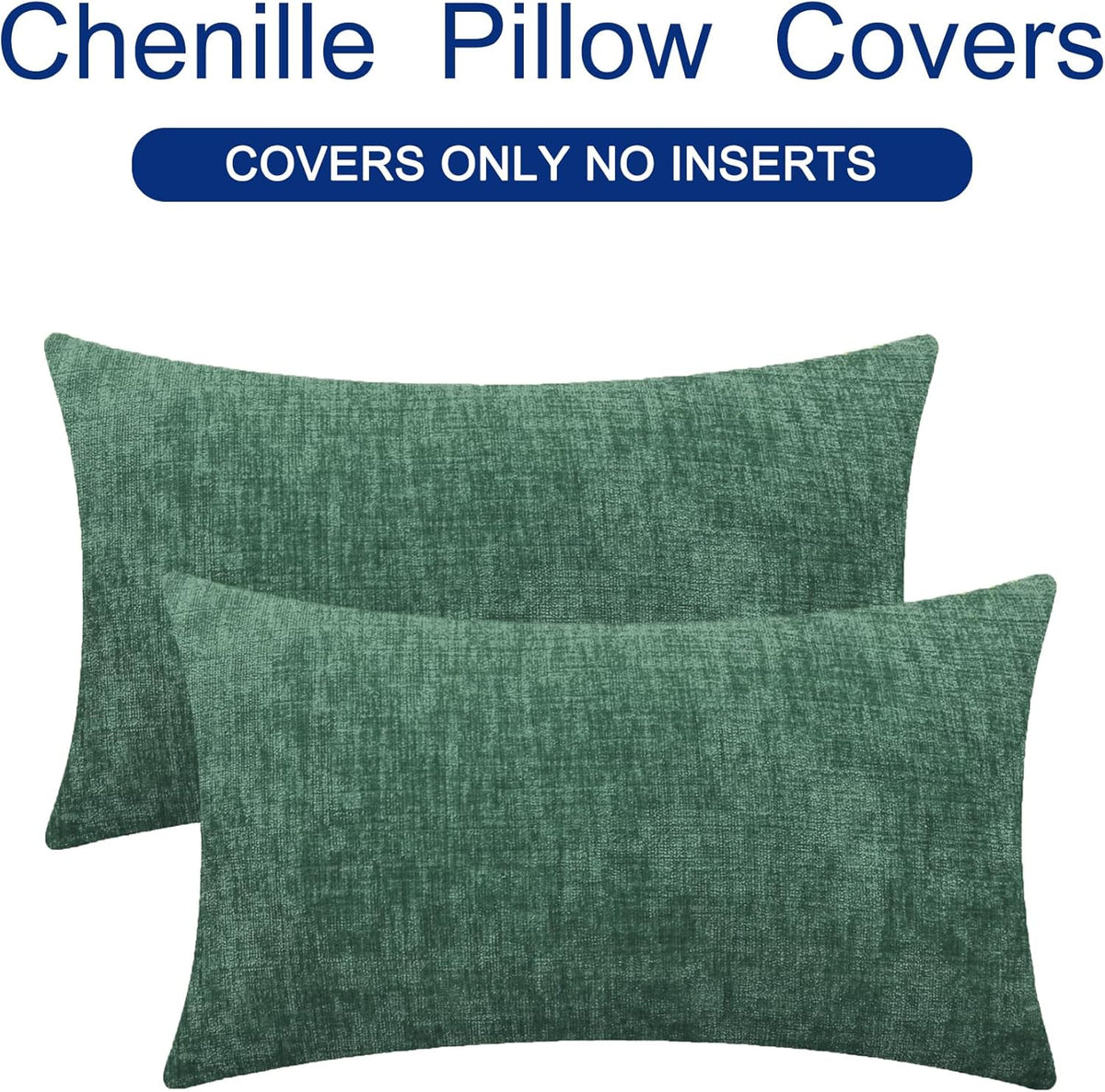 CaliTime Throw Pillow Covers Decorative 12 X 20 Inches Pack of 2 Cozy Chenille Cushion Cases for