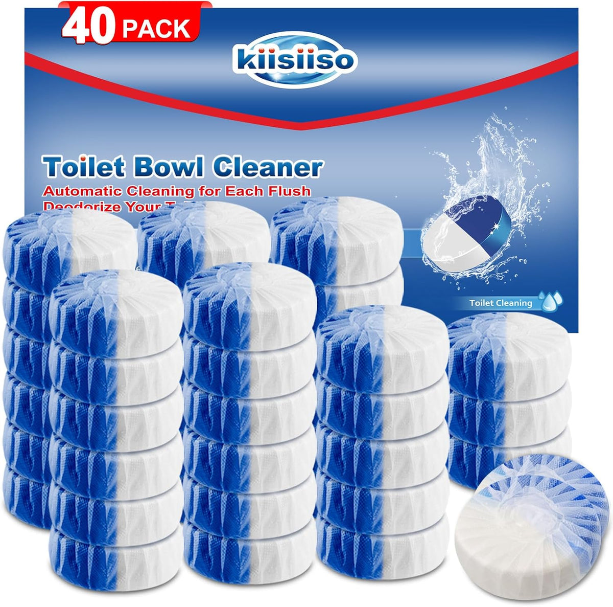 KIISIISO Toilet Bowl Cleaners 40 PACK,Long-Lasting Toilet Bowl Cleaner Tablets with