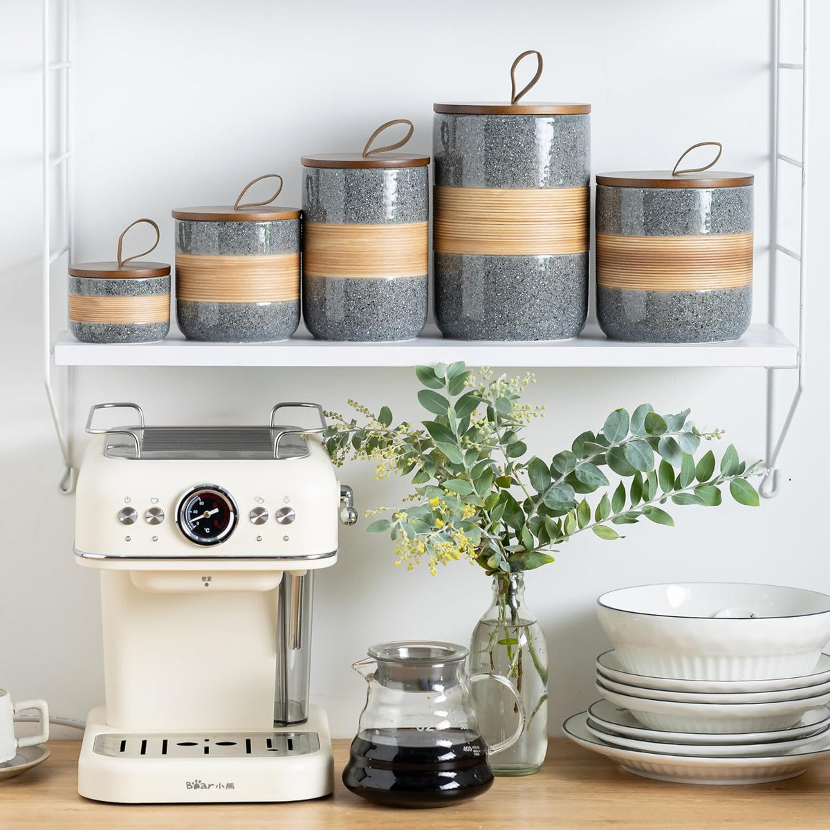 Spice Jars with Airtight Lid, Coffee Container Canister Kitchen Food Storage Jars for Spice Sugar