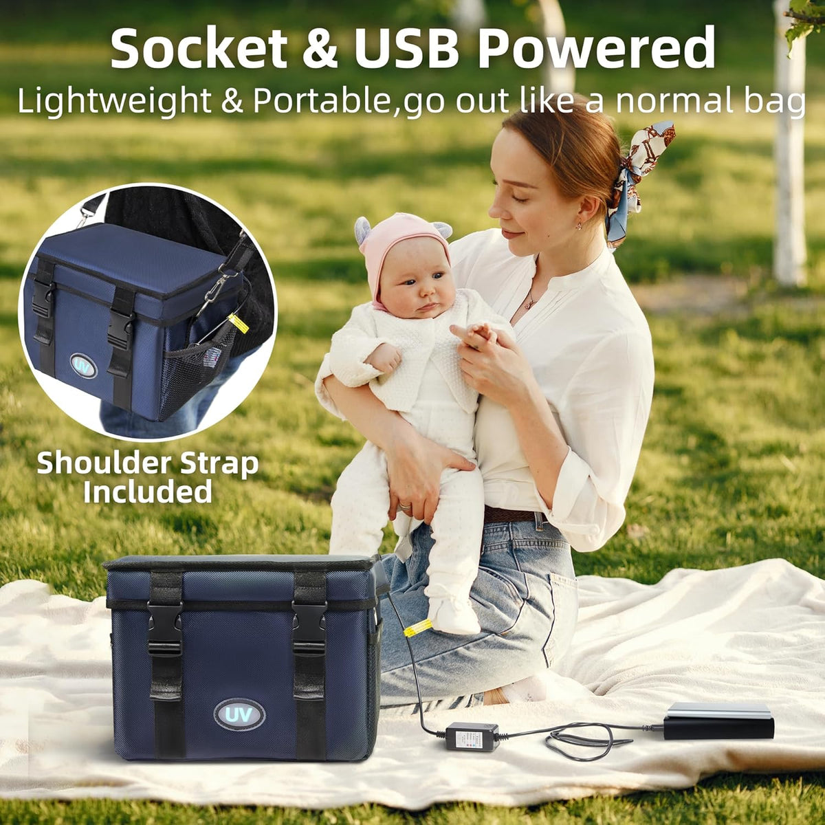 UV Sanitizer Box, 12L Ozone Portable Sanitizing and Cleaning Machine with 3-Level Timer, Foldable