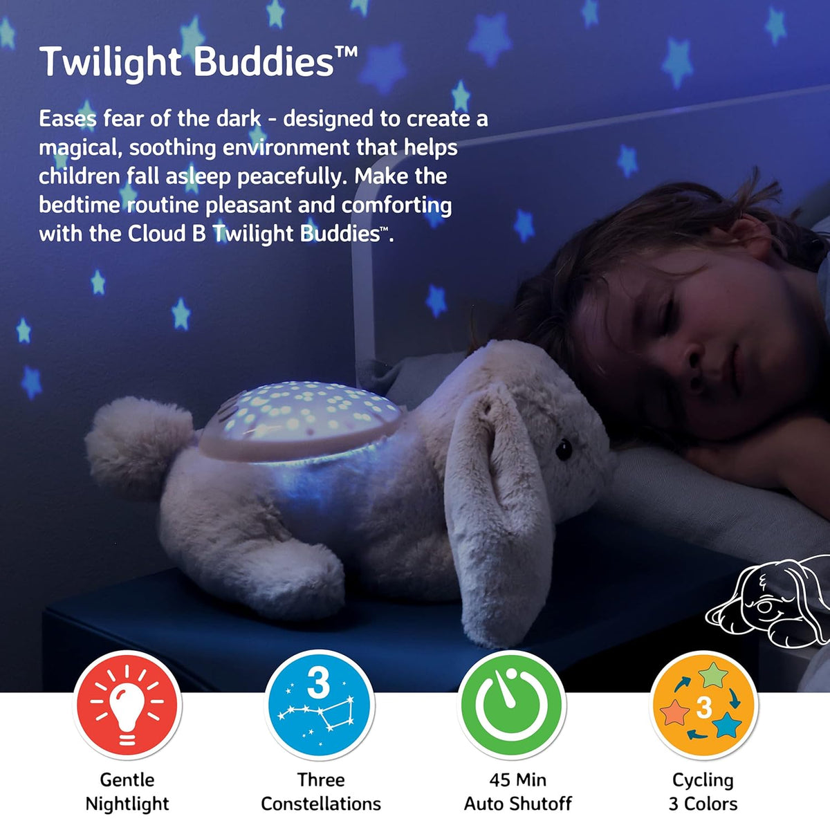 Cloud b Calming Nightlight Star Projector | Gentle Brightness | 3 Colors | 3 Constellations |
