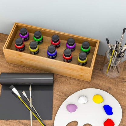 Drawer Organizer Storage Box Kitchen - Wood Stackable Tray Utensil Organizer for Office