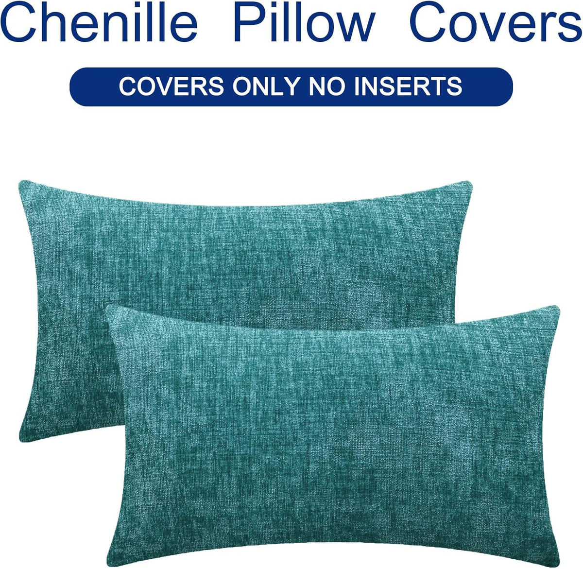CaliTime Throw Pillow Covers Decorative 16 X 26 Inches Pack of 2 Cozy Chenille Cushion Cases for