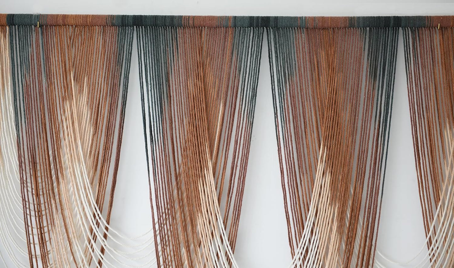 IOWER Macrame Wall Hanging Brown Dip-Dyed Large Macrame Wall Decor For Living Room Boho Fiber Art