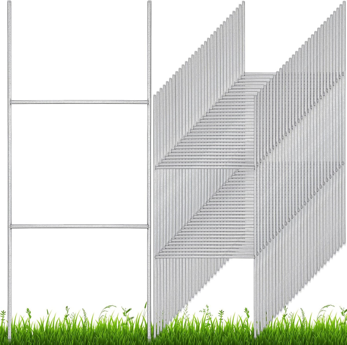 200 Pcs H Stakes for Yard Signs 24'' x 10'' Metal Heavy Duty H Frame Lawn Wire Stakes Weatherproof
