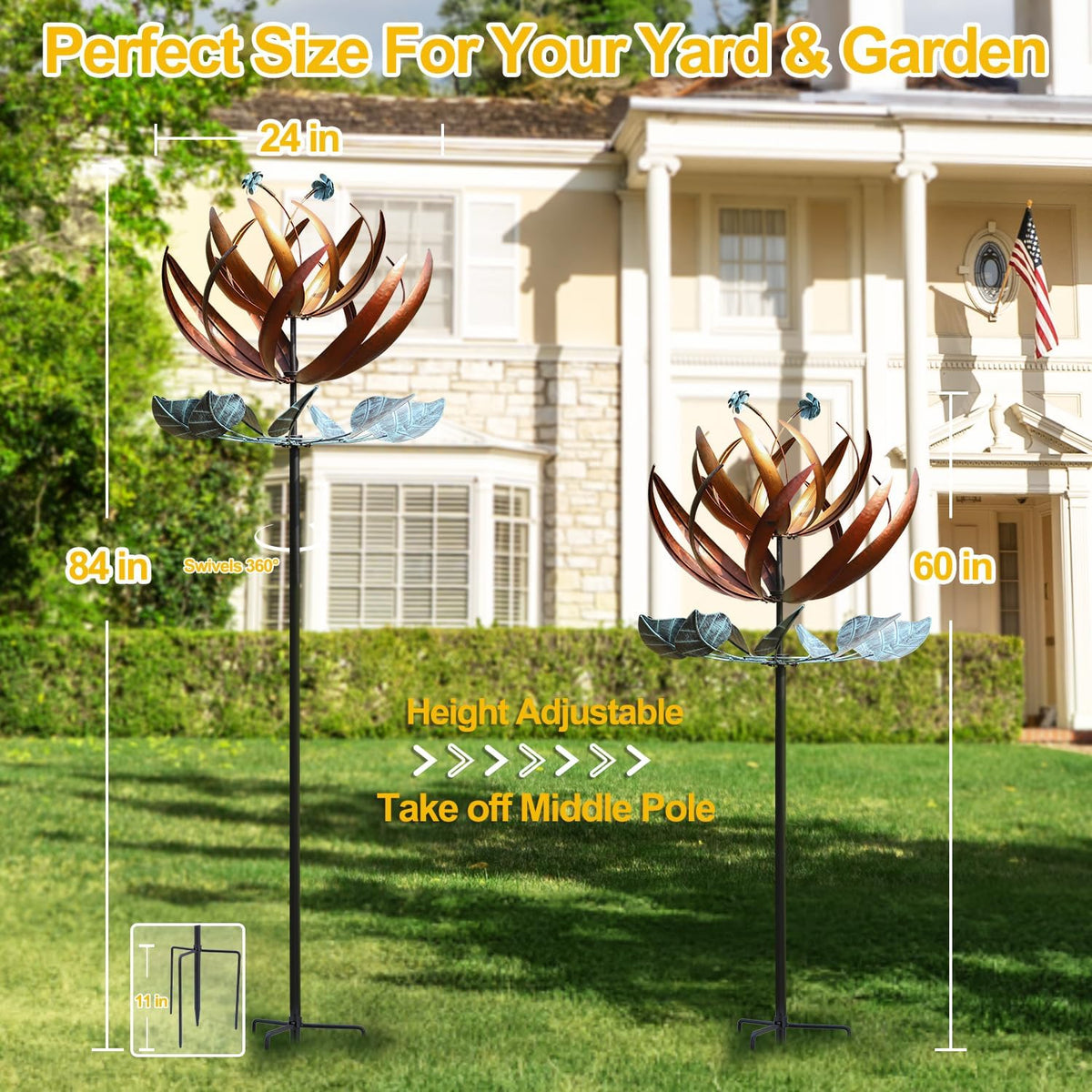 LimeHill Wind Spinner for Yard and Garden - Large Metal Kinetic Wind Sculptures for Outdoor