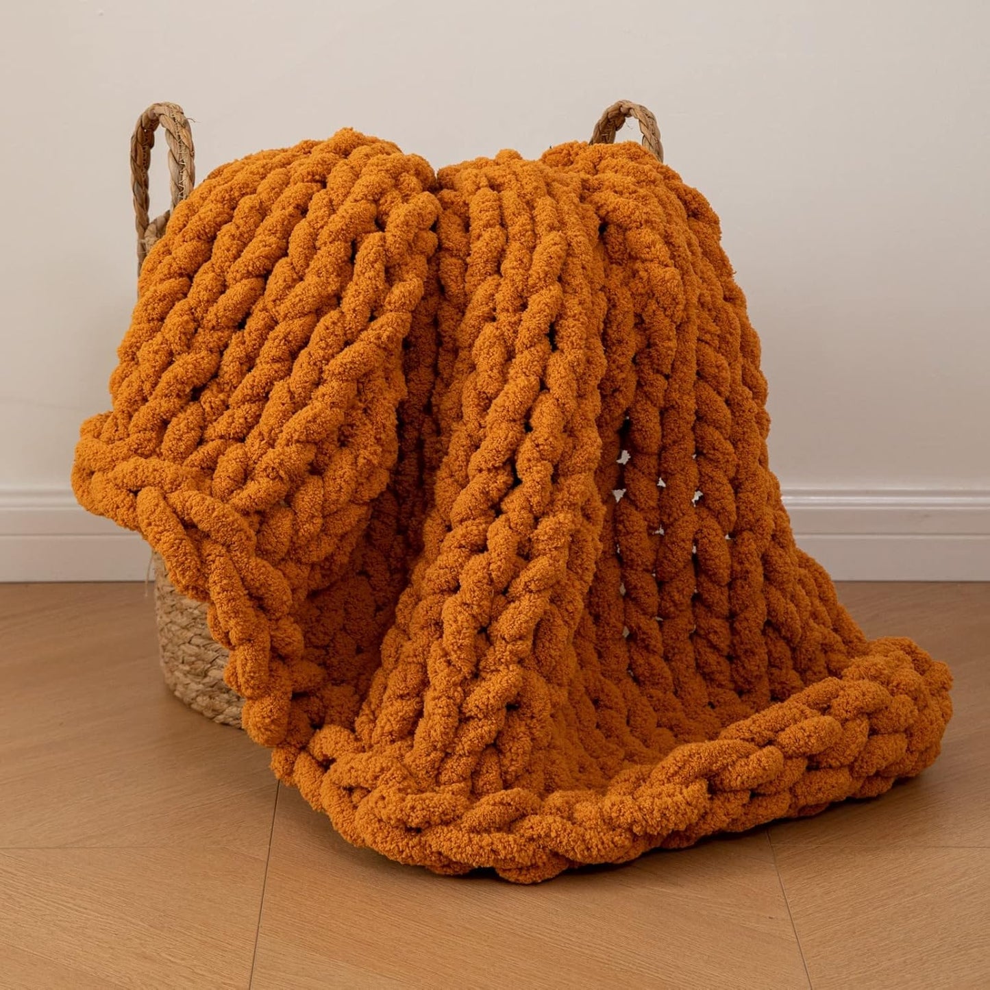 WESHIONGOO Chunky Knit Blanket Throw 40"×40" Knitted Throw Blankets for Couch Bed Fall Throw